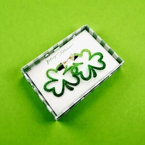 NEW Betsey Johnson Ombre Crystal Shamrock Earrings New in the Box